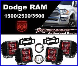 Rigid Radiance Pod Red 20202 & Fog Light Kit & Harness For 2009-2012 Ram 1500